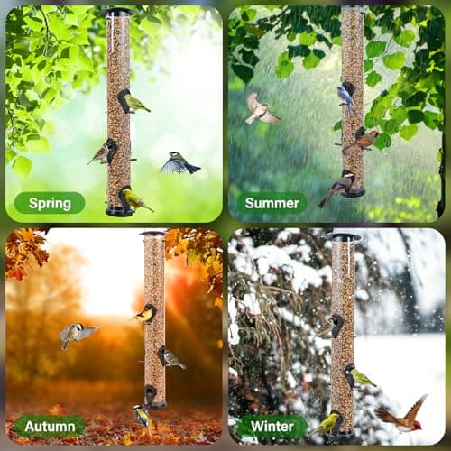 Backyard Expressions Tall Tube Bird Feeder - Durable Hanging Wild Bird Feeder for Wild Birds - 16" Tall, 4-Port Design 6