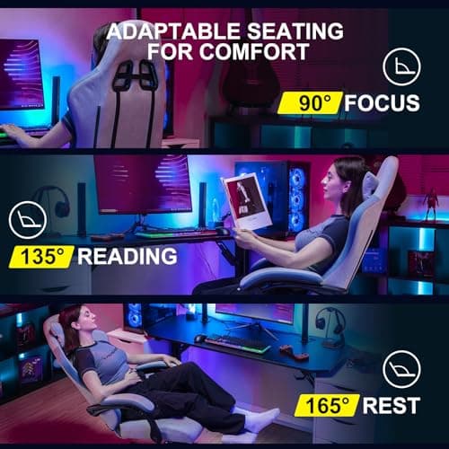 GTPLAYER Gaming Chair, Computer Office Chair with Pocket Spring Cushion, Linkage Armrests and Footrest, High Back Ergonomic Computer Chair with Lumbar Support Task Chair with Footrest 5