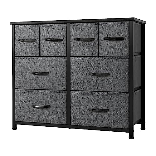 AZL1 Life Concept Bedroom, Wide Fabric Dresser for Storage and Organization, Grey (8-Drawers)