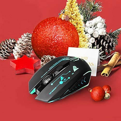 UHURU WM-02Z Wireless Gaming Mouse, 2.4G Wireless Rechargeable Mouse with 6 Programmable Buttons, 5 Adjustable Levels DPI Up to 4800DPI, 7 Colorful LED Lights, Compatible with Notebook, PC, Mac 9