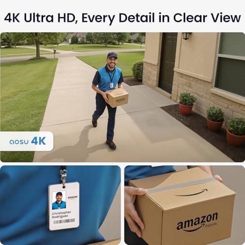 aosu 4K Security Cameras Wireless Outdoor System, 4-Cam Kit with aosuCortex AI, Face Recognition & Behavior Detection, Dual Solar Power, Expandable Up to 16TB, No Monthly Fees for Home Surveillance 5