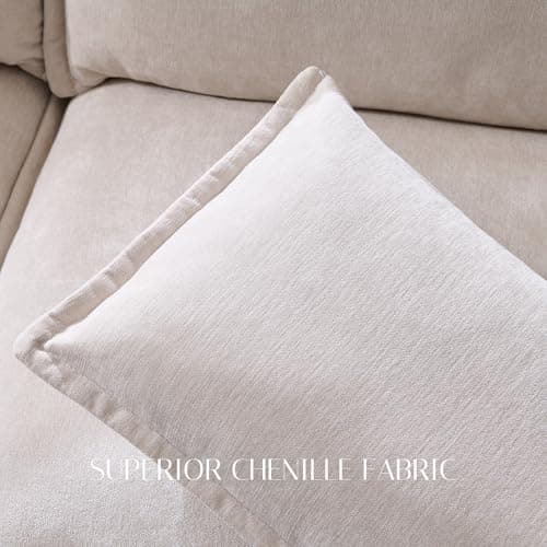 85.83" Sectional Couches for Living Room, Cloud Couch Sectional with Large Storage Ottoman, U-Shape Modular Sectional Sofa with 5 Seater Chenille Sofa and Pillow for Apartment, Bedroom, Beige 5