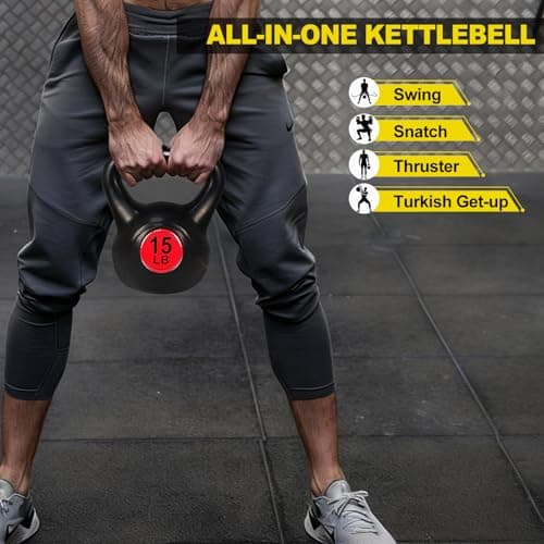 NEWBULIG Kettlebell Sets, Strength Training Kettlebells for Women and Men, Kettle bells Weights Set for Home Gym, Include 10 lbs, 15 lbs and 20 lbs, Set of 3, Black 5