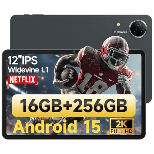 Upgraded Tablet 12 inch Android 15 Tablet with 256GB ROM, Helio G99 Octa-Core Processor Android Tableta for Gaming, Large 2K FHD DisplayTablets, 21MP Dual Camera, 5G/2.4G WiFi, GPS, TF Expand Support