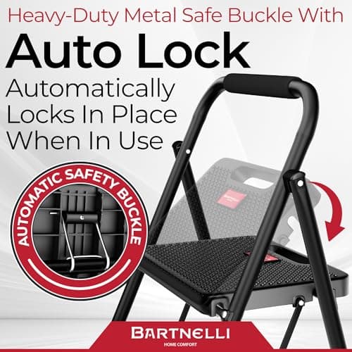 Bartnelli Pro Luxury Step Ladder | European Made 3 Step Foldable Step Stool for Home | Rock-Solid 500 lb Capacity,Built to Last with Highest-Grade Sturdy Steel Construction,Soft Handle, Anti-Slip Feet 6