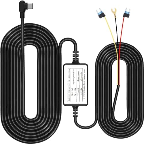 Generic Dash Cam Hardwire Kit, Type C-USB Hard Wire Kit 12V-24V to 5V-3A Hardwire Kit with Low Voltage Protection 11ft Dash Cam Charger Power Cord