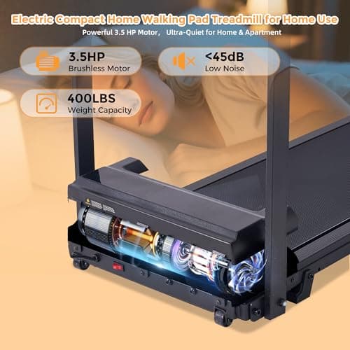 Portable Walking Pad Treadmill with Handle Bar, 3.0HP Electric Home Small Walking Pads Treadmills with Handles for Small Spaces, 0.6-6.2MPH Under Desk Treadmill for Home Office Small, 320LBS 7