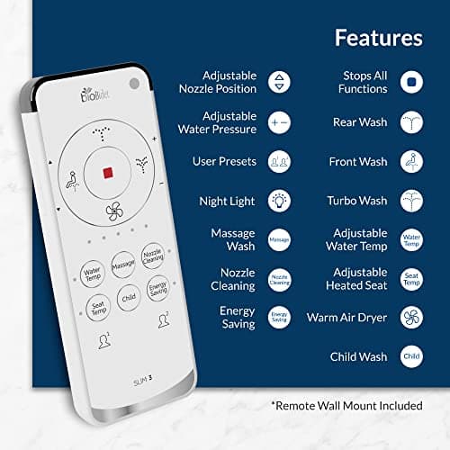 Bio Bidet Slim Three Electric Bidet Toilet Seat Elongated, Heated Seat, Adjustable Warm Water with Air Dryer, Smart Seat Sensor, Night Light, Wireless Remote Control, White 5