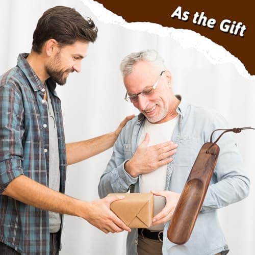 Piriuuo Wood Shoehorn, 6" Short Handle Shoe Horn with Leather Lanyard Non Slip Shoe Lifter Lazy Shoes Aid Tool Easy Wear Helper Shoehorns for Seniors Pregnancy Men Women Kids 7