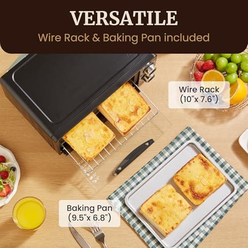 Elite Gourmet ETO490 9L/4 Slice Countertop Toaster Oven with 30-Minute Timer, Adjustable Temperature Control, Includes Baking Pan and Wire Rack, Bake, Broil, Toast, Black 6