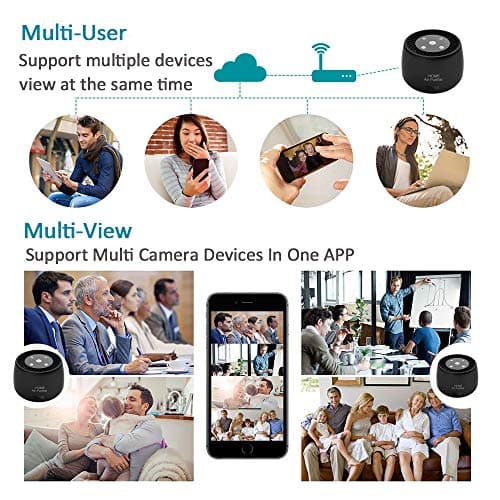 Wireless-WiFi-Security-Mini-Camera, Real 1080P Full HD with Night Vision and Motion Detection Recording, 2-IN-1 Real-time Monitoring for Home/Office, Work with IOS&Android APP(Support 2.4G and 5G) 6