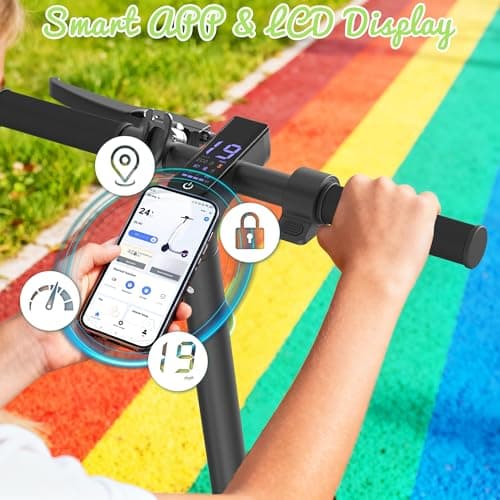 WERHY Foldable Electric Scooter, 350W Motor, Max 12Miles Long Range, 19 MPH Max Speed, 8.5" Solid Tire, Lightweight Foldable E-Scooter with Dual Braking, Digital Display, Cruise Control 5