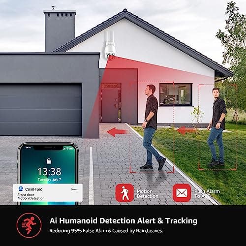 BOAVISION 2K Security Camera Outdoor, Wireless WiFi IP Camera Home Security System 360° View,Motion Detection, auto Tracking,Two Way Talk, pan Tile Full Color Night Vision 5G/2.4G WiFi 4