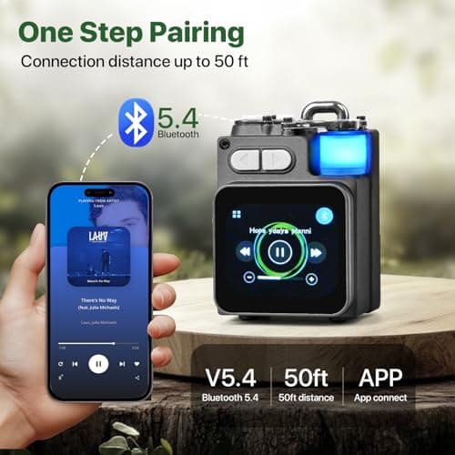 Mini Bluetooth Speaker, Smart Wireless Portable Speaker with Touchscreen, Loud HD Sound, LED Lights, BT5.4, All In One Small Audio for Home/Outdoor/Travel/Shower/Party/Beach/Camping/Hiking/Cycling 3