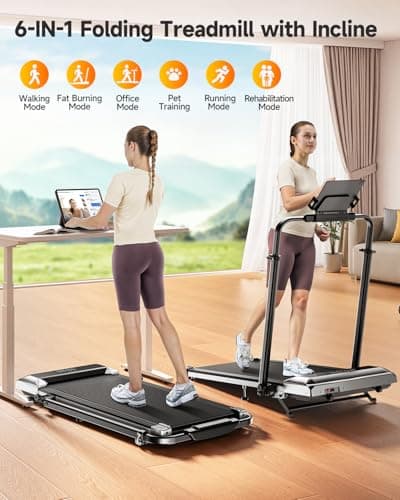 TOPUTURE Walking Pad Treadmill with 12% Incline, 6 in 1 Folding Treadmill with Adjustable Handle Bar for Home/Office, Under Desk Treadmills Portable Walking Pad with App, Remote Control & LED Display 8
