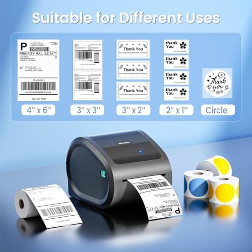 Omezizy Bluetooth Shipping Label Printer 4x6 - D520BT Thermal Label Printer for Small Business, Thermal Printers with Built-in Label Holder, Compatible with USPS, Tiktok, Amazon 6