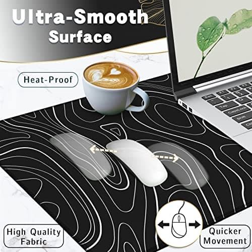 UJoowalk Topographic Gaming Mouse Pad, Large, Black and White, 31.5 x 11.8 in 6