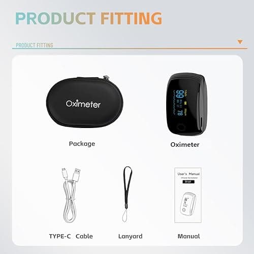 Rechargeable Pulse Oximeter Fingertip Oxygen Monitor Fingertip with SpO2 Pulse Rate and PI RR OLED Precision Fast Oximeter SpO2 Reading Outdoor Sports Home (Black) 5