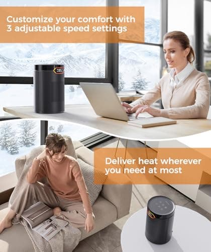 BREEZOME Space Heater, Portable Electric Heaters for Indoor Use with Thermostat & 24H Timer, 1500W PTC Ceramic Quiet Fast Heating Desk Heater, Safety Room Heaters for Home Bedroom Office 6