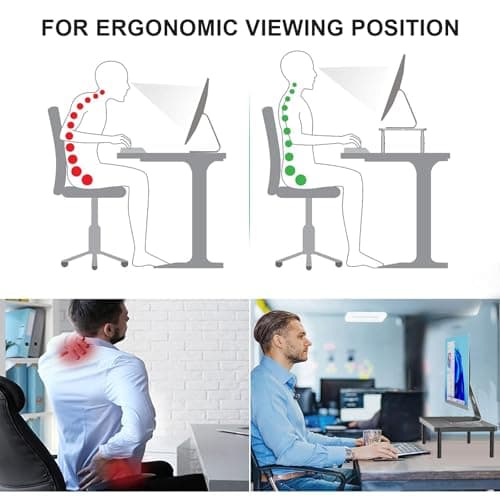 WALI Computer Monitor Stand for Desk, Adjustable Laptop Riser, Desk Monitor Stand Underneath Storage for Office, School Supplies (PTT001-B), 1 Pack, Black 6