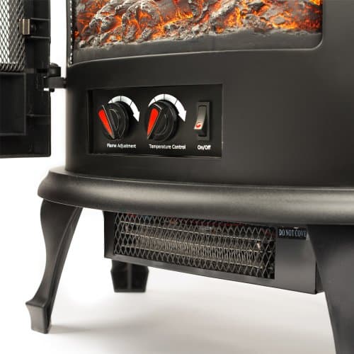 e-Flame USA Regal Freestanding Electric Fireplace Stove - 3-D Log and Fire Effect (Black) 9