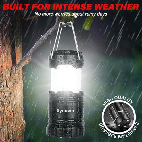 Xynover 4-Pack Solar Camping Lanterns,Rechargeable LED with USB/Solar/AA Battery,Magnetic Base,Hanging Hook,Collapsible, Waterproof for Emergency, Hiking,Hurricane,Campsites,Lanterns for Power Outages 8