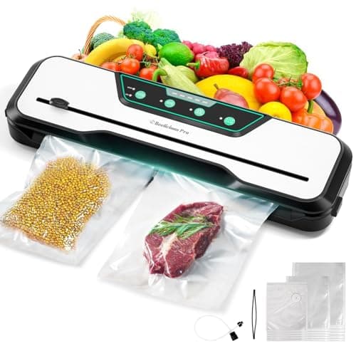 Automatic Food Vacuum Sealer Machine | Beelicious Pro 80KPa 8-In-1 Food Vacuum Saver with Starter Kits | 15 Bags, Pulse Function, Moist&Dry Mode and External VAC for Jars and Containers, Silver