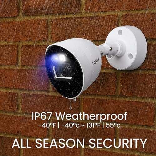 Lorex Indoor/Outdoor 4K Ultra HD Smart Deterrence CVI Wired Add-On Bullet Security Camera | Color & IR Night Vision | Dual Warning LED Lights | Siren | Built-in Speaker | IP67 | White 9