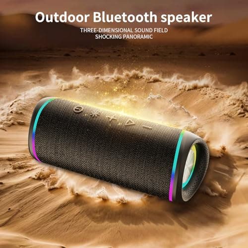 IHE Bluetooth Speaker with HD Sound, Portable Wireless, IPX5 Waterproof, Up to 20H Playtime, TWS Pairing, Bluetooth 5.3, for Home, Party, Beach, Outdoor, Electronic Gadgets, Birthday Gift (Black) 8