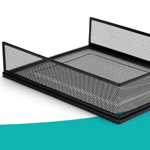 AZFUNN Wire Mesh Letter Trays Paper Tray Desk File Organizer, 2 Pack Stackable Metal Front-Load Documents Tray for Office Supplies File (Lengthways) 6