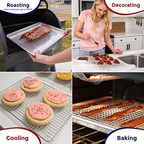 KITCHENATICS Half Sheet Cooling Racks for Cooking and Baking, Stainless Steel Wire Rack for Baking Sheet, Bacon Rack for Oven, Heavy-Duty Wire Cookie Cooling Rack fits Half Sheet Pan, 11.8 x 16.9 IN 5