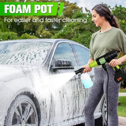 Sinbyuer Cordless Car Pressure Washer, Battery Powered Portable Power Washer | Powerful Handheld Pressure Washer - 600PSI, 6-in1 Nozzle | High Pressure Water Gun for Car, Home Cleaning 6