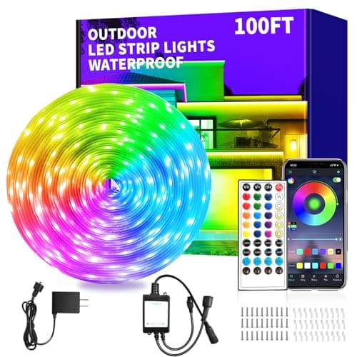 vimeepro 100ft Outdoor LED Strip Lights Waterproof,IP68 Waterproof LED Light Strips with Remote,App Control Music Sync RGB Outdoor LED Rope Lights,LED Lights for Bedroom,Roof,Pool,Deck,Balcony
