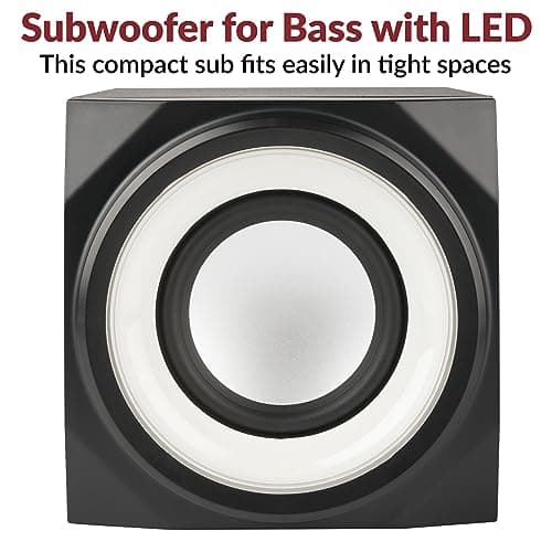 Cyber Acoustics CA-SP34BT Bluetooth Speakers with LED Lights – The Perfect Gaming, Movie, Party, Multimedia 2.1 Subwoofer Speaker System, Black 5