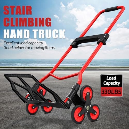 Stair Climbing Dolly Heavy Duty 330 LB Capacity, Stair Climbing Cart with Telescoping Handle and TPR Wheels,Stair Climber Hand Truck with Bungee Cords for Moving 5