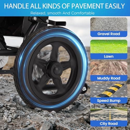 BNEHS Foldable Electric Wheelchair for Adults, Lightweight Power Wheelchair with 500W Dual Motor, Storage Bag, 15 Miles Long Range, All-Terrain Motorized Wheelchair Suitable for Seniors, Black 5