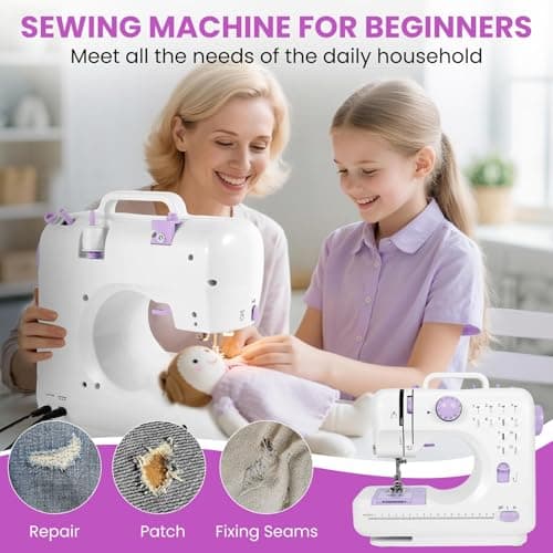 Sewing Machine for Beginners – Clearance！12 Built-in Stitches, 2 Speed Foot Pedal, LED Light, 32-Color Thread Kit, Mini Electric for Kids & Adults, Portable Home Mending & Crafting – Only $25.99 7