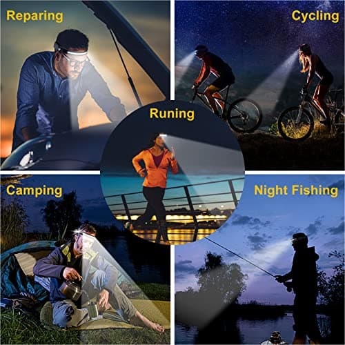 Avlxt LED Headlamp, 2 Pack Rechargeable Flashlight for Adults, 230 Wide Beam Headlight, Motion Sensor Head Lamp, Adjustable Headband Outdoor Waterproof Head Light for Running, Camping, Hiking 7