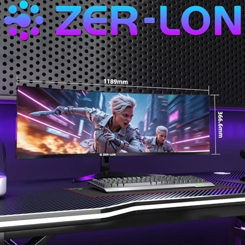ZER-LON 49 Inch Curved Ultrawide Gaming Monitor, 165Hz 1500R 32:9 Daul FHD 3840 x 1080 Computer Monitor, 125% sRGB, 4000:1, FreeSync, HDR, DisplayPort, Supports Wall Mounted Installation 8