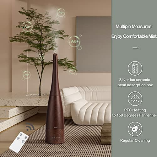Cool Mist Humidifier，Elecameier Air humidifier for Home/Bedroom with Remote Control 2.3L Smart Air Humidifier for Desk/Office/Bedroom 25dB Whisper Quiet with Auto Shut off dark wood 5