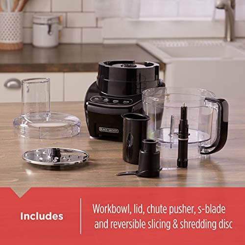 BLACK+DECKER 3-in-1 Easy Assembly 8-Cup Food Processor, Stainless Steel S-Blade, Easy-Clean, Touchpad Controls Black 6