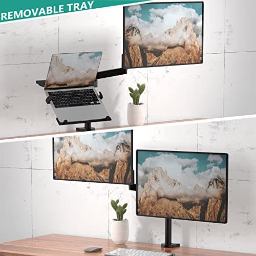 WALI Monitor Laptop Mount Stand, Laptop Gas Spring Arm Mount, Laptops Tray up to 15.6 inch, Monitor up to 32 inch, 17.6lbs (GSDM002LP), Black 6
