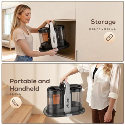 Ailltopd Portable Carpet & Upholstery Spot Cleaner, 15Kpa Powerful Suction & Spot Remover, Deep Stain Cleaning for Carpet, Car Seats, Pets, Stairs, Couches, with Dual Size BrushHead 7