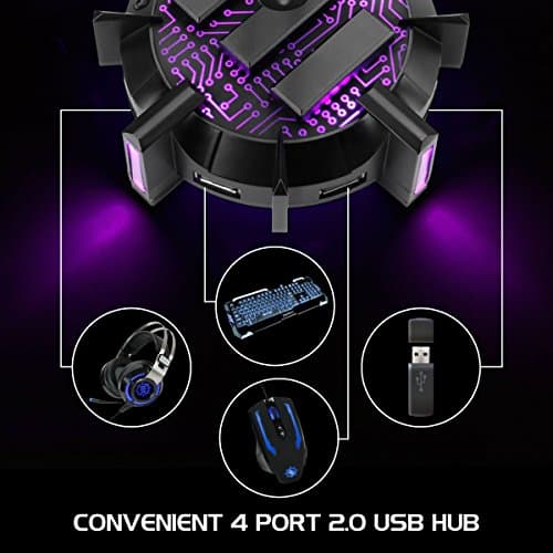 Enhance Pro Gaming Mouse Bungee Cable Holder 4 Port USB Hub with 7 LED Color Modes, Cable Management Support, Improved Accuracy and Weighted Design for Competitive Esports Games, Gaming Accessories 5