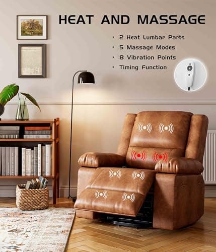 GarveeHome Power Lift Recliner Chair - Heat and Massage, Faux PU Electric Lift Recliner for Elderly & Mobility Impaired, Adjustable Back and Legs, Heavy Duty Lift Chair for Seniors 5