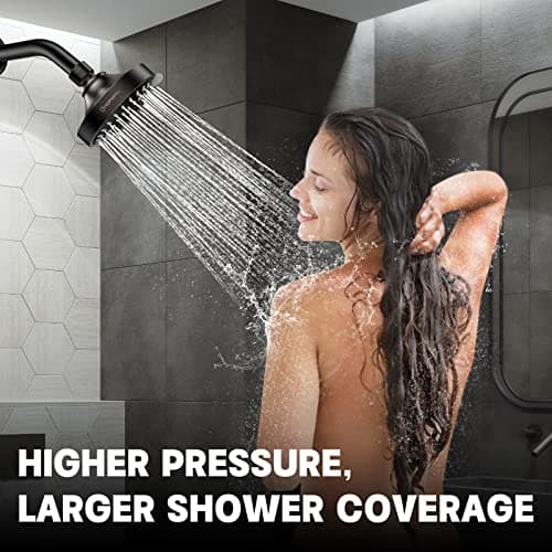 HOPOPRO 5-Mode High Pressure Shower Head - The Washington Post, NBC News, Today TV Show Recommended - High Flow Fixed Showerheads (4 Inch Oil Rubbed Bronze) 5