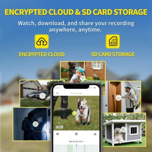 Septekon 2K Home Security Cameras 4 Pack, 2.4G Wired WiFi Security Camera Outdoor with Night Vision, Two-Way Audio, IP66, Motion Detection Alarm, Dual Antenna, Black 6