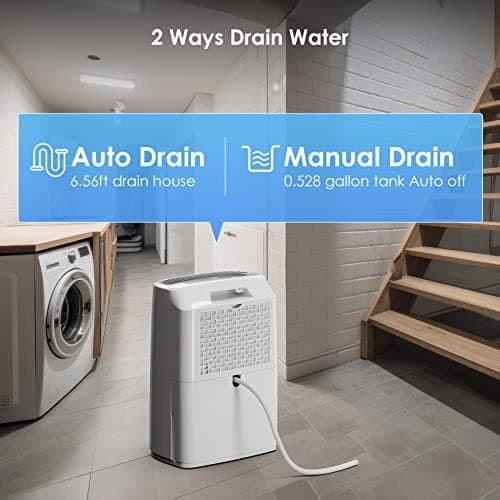 2500 Sq.Ft Dehumidifier for Home Basement, ANDTE 34 Pints Dehumidifier with Drain Hose with Smart Humidity Control, 3 Operation Modes, Powerful Moisture Removal for Large Room, RV, Bathroom, Bedroom 7