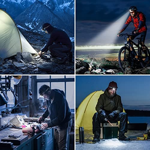 Lepro LE Headlamp Rechargeable, LED Head Lamp with 6 Modes for Camping & Hiking Gear Essentials, IPX4 Waterproof High Lumen Bright Headlight Flashlights with Adjustable Headband, USB Cable Include 7