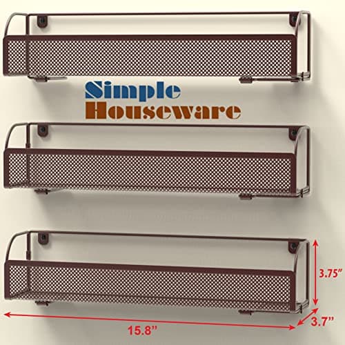Simple Houseware Wall Mounted Spice Rack Shelves Organizer, Bronze, 3-Pack 5